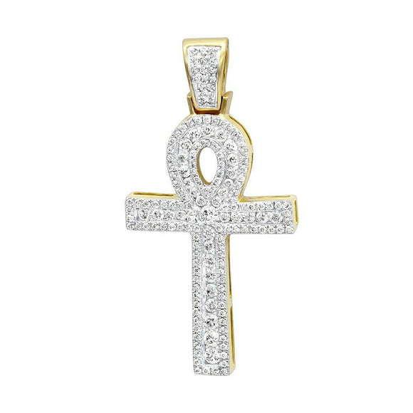 4Ct Round Cut Diamond Cluster Celtic Cross Pendant 14K Yellow Gold Over NO CHAIN