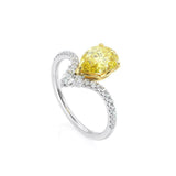 2.5ct Pear Cut Yellow Sapphire V Shaped Stylish Curved 14k WhiteGold Finish