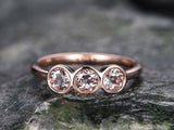 1.5Ct Round Cut Peach Morganite Trilogy Engagement Ring 18K Rose Gold Finish New