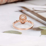 1.5ct Oval Cut Peach Morganite Round Accents Engagement Ring 14k Rose Gold Over