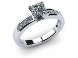 1.6ct Princess Diamond Channel Set Solitaire Engagement Ring 14k White Gold Over