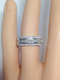 5Ct Princess Round Cut Diamond 3 Row Eternity Wedding Band 14K White Gold Finish