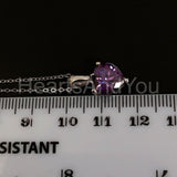 1ct Heart Simulated Amethyst Solitaire Pendant 14k White Gold Plated NO CHAIN