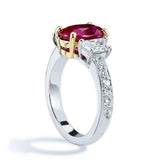 2.5ct Oval Cut Pink Ruby Engagement Ring Trilogy Vintage 14k White Gold Finish