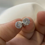 0.5ct Round Cut Moissanite Bezel Set Stud Earrings Women 14K White Gold Plated