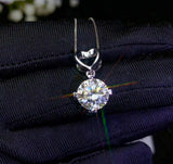 1ct Diamond Pendant Round Cut Brilliant Solitaire 14k White Gold Finish NO CHAIN