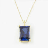 2.8ct Radiant Cut Sapphire Classic Solitaire Pendant Chain 14k Yellow Gold Over