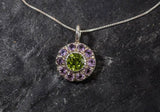 2.2ct Green Peridot Pendant Round Cut Halo Cluster 14k WhiteGold Finish NO CHAIN