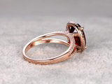 2.5ct Oval Cut Red Garnet Engagement Ring Halo Split Shank 14k Rose Gold Finish