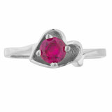 0.9ct Engagement Ring Round Cut Pink Ruby Bypass Heart 14k White Gold Finish