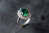 2.55ct Engagement Ring Oval Cut Green Emerald Cocktail 14k White Gold Finish