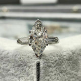 3Ct Marquise Cut Diamond Trilogy Solitaire Engagement Ring 18K White Gold Finish