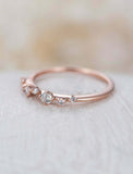 0.6ct Round Cut Diamond Engagement Ring Minimalist Cluster 14k Rose Gold Finish