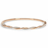 2ct Round Cut Diamond Wave Twist Women Cuff Bangle Bracelet 14K Rose Gold Finish