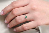 0.4ct Oval Green Emerald Dainty Minimalist Engagement Ring 14k Yellow Gold Over