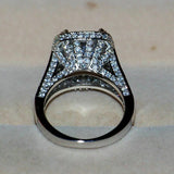 5Ct Cushion Cut Diamond Iced Halo Cocktail Engagement Ring 14K White Gold Finish