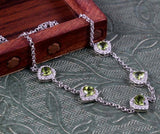 2.4ct Green Peridot Pendant with Chain Pear Cut Partywear 14k White Gold Finish