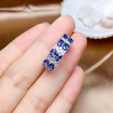 2ct Oval Cut Blue Tanzanite Wedding Band 2 Row Half Eternity 14k White Gold Over