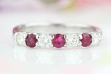 3ct Round Cut Pink Ruby Half Eternity Wedding Band Ring 14k White Gold Finish