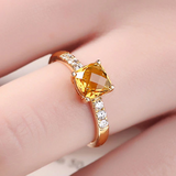 1.6ct Cushion Yellow Citrine Engagement Ring Accents Solitaire 14k RoseGold Over