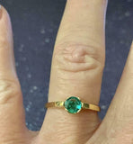 1.4ct Engagement Ring Round Cut Green Emerald Solitaire 14k Yellow Gold Finish