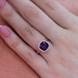 1.2ct Cushion Cut Purple Amethyst Solitaire Engagement Ring 14k Rose Gold Finish