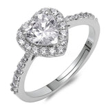 1.5ct Heart Cut Simulated Diamond Halo Engagement Ring 14k White Gold Plated