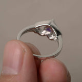 2ct Heart Cut Purple Amethyst Double Heart Engagement Ring 14k White Gold Finish