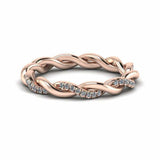 1ct Round Cut VVS1D Diamond Wedding Band Twisted Infinity 14k Rose Gold Finish