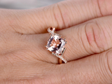 2ct Cushion Peach Morganite Infinity Twisted Engagement Ring 14k Rose Gold Over