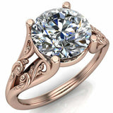 4ct Round Diamond Engagement Ring Filigree OpenBand Solitaire 14k WhiteGold Over