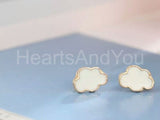 Clouds Stud Earrings for Women 14k Yellow Gold Plated