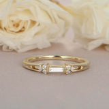 1ct Baguette Cut Diamond Engagement Ring Petite Minimalist 14k YellowGold Finish