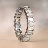 2ct Emerald Simulated Diamond Full Eternity Wedding Band 14k White Gold Plated