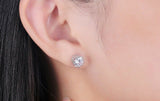 2ct Round Cut VVS1D Diamond Crown Solitaire Stud Earrings 14k White Gold Finish