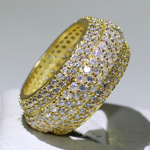 4ct Round Cut Diamond Wedding Ring 14k YellowGold Finish Pave Full Eternity Band