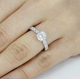 4Ct Round Cut Diamond Solitaire with Accents Engagement Ring 14K White Gold Over