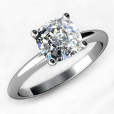 1ct Cushion Cut Diamond Unique Solitaire Engagement Ring 14k White Gold Finish