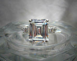 Five Stone Solitaire Engagement Ring 3ct Emerald Cut Diamond 14k White Gold Over