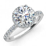 2.3ct Round Cut VVS1D Diamond Unique Halo Engagement Ring 14k White Gold Finish