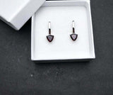 1.5ct Drop Earrings Trillion Cut Garnet Solitaire Latch Back 14k White Gold Over