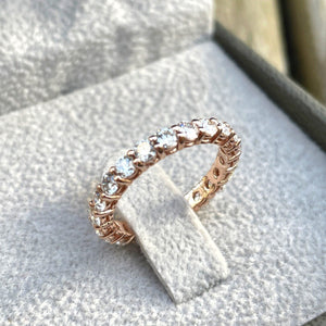 1.5ct Round Cut Moissanite Full Eternity Women Wedding Band 14k Rose Gold Plated