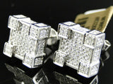 2.5ct Round Cut Diamond Square Cube Cluster Stud Earrings 14k White Gold Finish