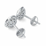 Milgrain Halo Stud Earrings 1.7ct Round Cut VVS1D Diamond 14k White Gold Finish