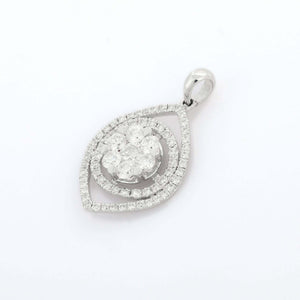 4.5ct Diamond Pendant Round Cut Brilliant Halo Eye 14k WhiteGold Finish NO CHAIN