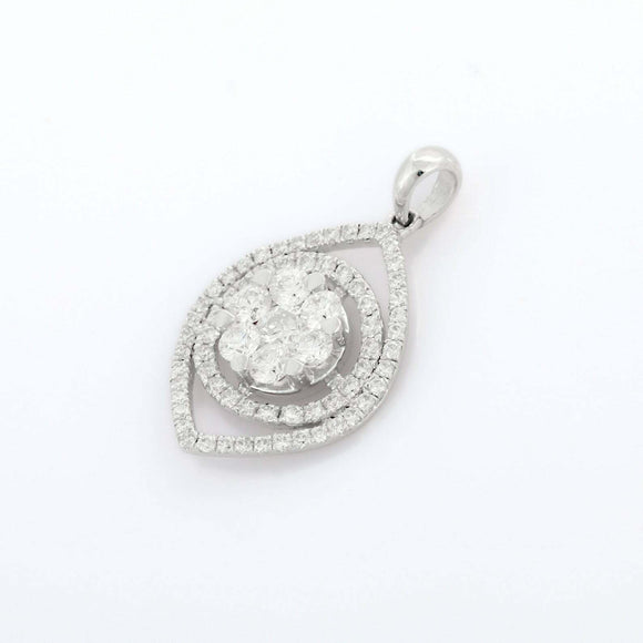 4.5ct Diamond Pendant Round Cut Brilliant Halo Eye 14k WhiteGold Finish NO CHAIN