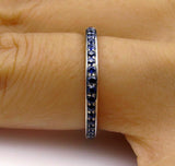 1.5ct Round Cut Blue Sapphire Full Eternity Wedding Band 18K White Gold Finish