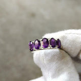 2.6ct Wedding Ring Band Oval Cut Purple Amethyst Five Stone 14k WhiteGold Finish