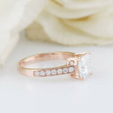 2.5ct Princess Diamond Engagement Ring Round Accents Solitaire 14k RoseGold Over