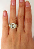 5Ct Emerald Cut Diamond Wide Art Deco Engagement Ring 14K Yellow Gold Finish